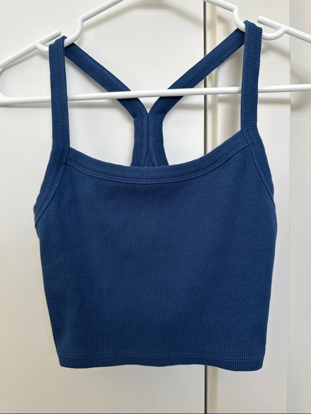 Ribbed Blue Cropped Tank Top Womens XS
